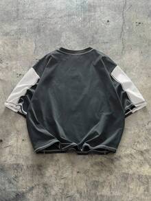 AXEPEAK Herren Lässig Farbblock T-Shirt in Große Größen, Sommer - Weiss - Übersicht 2