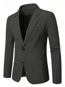 Manfinity Mode 男士优雅商务休闲单排扣西装外套 - 軍綠色 - 查看 4