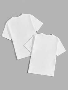 Manfinity VCAY 2pcs Men's Knitted Casual Printed T-Shirt Multi-Pack - White - View 2