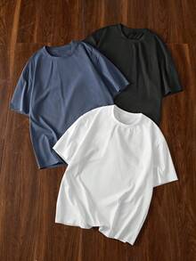 Manfinity VCAY 年轻男士针织休闲宽松短袖多件装，时尚日常穿着 - 彩色 - 查看 2