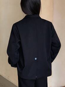Dazy Kids Áo khoác Blazer trơn màu cho bé gái - màu đen - Xem 6