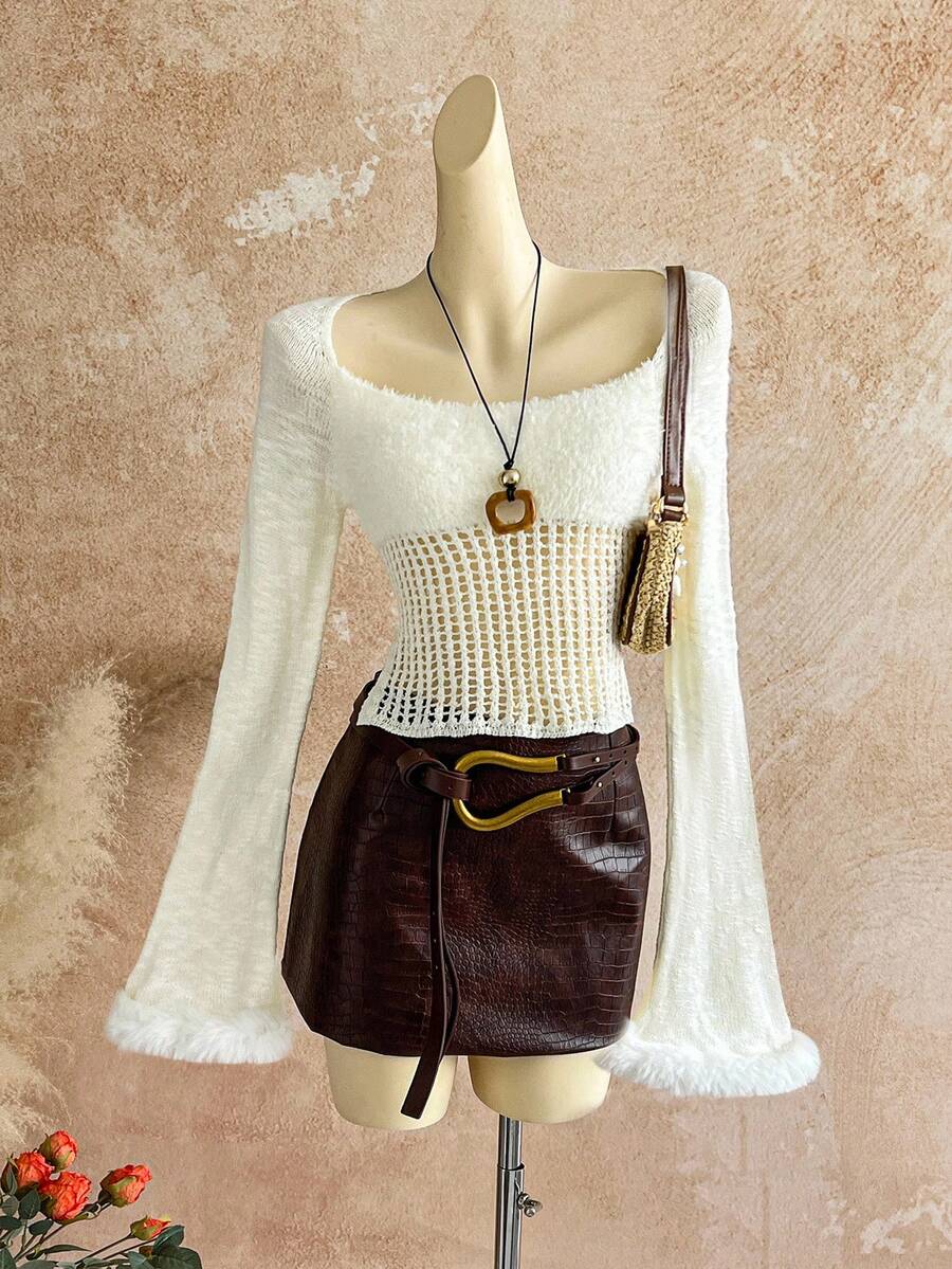 Soleia Party Casual Solid Color Slim Fit Long Sleeve Women Sweater, Suitable For Everyday Wear - White - View 1