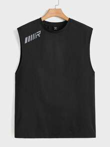 Manfinity Homme Men Summer Letter Graphic Tank Top & Shorts For Sports - Black - View 3