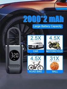 Teckwe 便携式空气压缩机轮胎充气泵，配备轮胎压力表、LED指示灯和速度提升三倍的一键式无线轮胎充气泵，适用于汽车、摩托车、自行车、球类等。