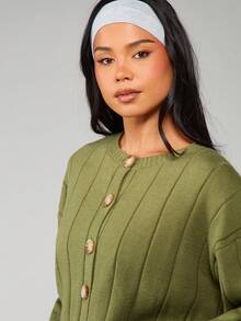 MISSGUIDED Áo khoác cardigan cài nút phía trước dáng rộng thoải mái cho mùa thu đông ấm áp mặc trong dịp Giáng sinh - màu xanh lá - Xem 5