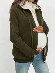 SHEIN Schwangeren 3-in-1 Reißverschluss Kapuzenjacke mit langen Ärmeln, thermisch gefüttert für den Winter