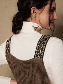 Freevana Plus Size Elegant Sleeveless Dress, Women Autumn/Winter Dress - Brown - View 6