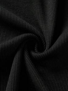 SHEIN 少女纯色星星图案褶皱吊带背心，适合冬季休闲穿着 - 黑色 - 查看 8
