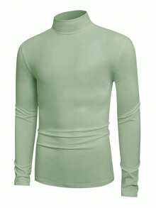 Manfinity VCAY 2pcs Men's Casual Solid Color Stand Collar Long Sleeve T-Shirt - Multicolor - View 8