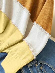 CosyJoli Áo len chui đầu cổ tròn họa tiết tua rua hình râu mèo cỡ lớn - Màu vàng - Xem 6