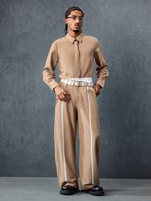 Casual 男士宽松休闲裤，带口袋 - 棕色 - 查看 3