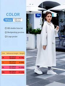 SHEIN Fashion Multifunctional Raincoat Long Full-Body Rainproof Rain Coat For Women Thickened Rain Coat Waterproof And Windproof Rain Poncho Multi Functional Raincoats Outdoor Activities Rain Wear Rain Jacket Cycling Traveling Climbing Rain Coat White Raincoat Pink Raincoat Purple Rain Gear Women's Outdoor Clothing ,Office,Household,Travel, Back