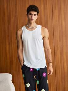 SWAVVY 3 件套男士春夏休闲背心套装无袖纯色度假基本款背心，适合男友礼物 - 黑與白 - 查看 3