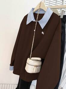 Resyla Autumn/Winter New Casual College Style Women Sweatshirt - Coffee Brown - View 5