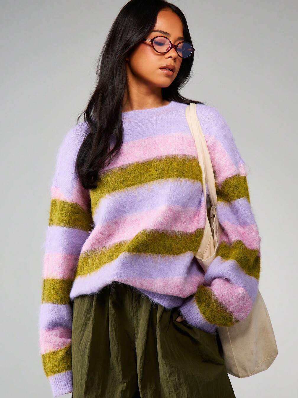 MISSGUIDED オーバーサイズストライプニットセーター｜MISSGUIDED