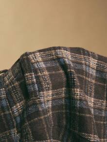 Poéselle 女士休闲格子印花短裤，羊毛短裤，美式复古风，方格短裤，格子短裤，新年款，适合日常穿着、派对、外出、通勤、秋冬季 - 棕色 - 查看 8