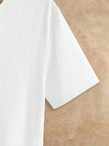 Manfinity BRENVOR 3 chiếc/gói Áo thun nam tay ngắn dệt kim màu trơn thường ngày, thích hợp mặc hàng ngày, mùa hè - trắng - Xem 8