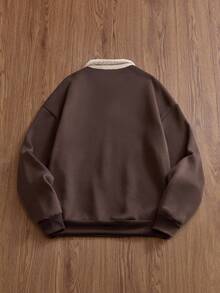 SWAVVY 男士撞色刺绣英文字母 Polo 领卫衣，秋冬服装，情侣装 - 彩色 - 查看 4