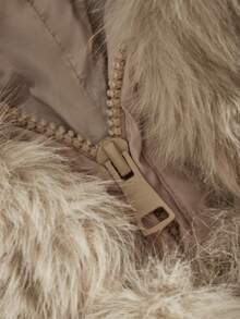 Anewsta 厚实中长款蓬松毛领绗缝女式夹克