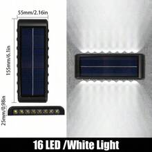 太阳能壁灯 多LED双排灯 暖光手电筒 装饰氛围灯 花园街景灯 户外走廊灯 台灯 - 黑色 - 查看 23