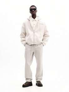 SUMWON 宽松版型抽绳慢跑裤，弹性裤脚，休闲舒适运动裤 - 杏色 - 查看 3