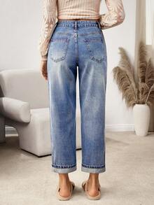 EMERY ROSE 女式褪色休闲牛仔裤 - 藍色 - 查看 2