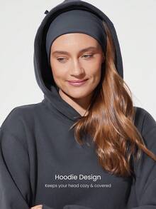 GLOWMODE Sudadera con capucha de felpa con bolsillo, de corte regular y ribete acanalado, para uso diario y casual en otoño e invierno - Iron Gray - Ver 5