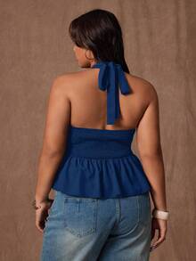 Rustia Plus Size Women's Black Camisole Tank Top, Casual And Commuter Wear Casual - Navy Blue - View 2