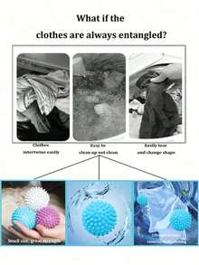 6Pcs Reusable Laundry Scrubbing Balls, Magic Anti-Tangled Lint Catcher, Hair And Fur Remover, Washer And Dryer Cleaning Balls, Non-Electric Soft Wash Tool, Wash Ball For Removal Of Cat & Dog Hair, Fur And Lint - Multicolor - View 8