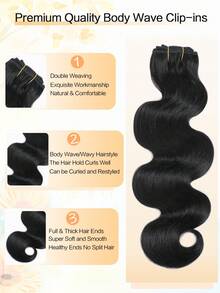 4PCS Clip In Hair Extensions Real Human Hair 16-20" 100g Human Hair Extensions Clip Ins Natural Black Remy Hair Extensions - SNatural - View 5