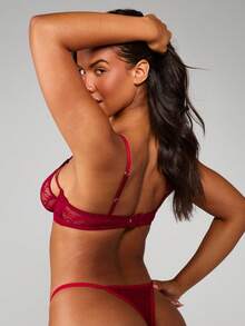 MISSGUIDED Lace Bralette With Cut Out Strappy Details For Intimate Occasions - Burgundy - View 2