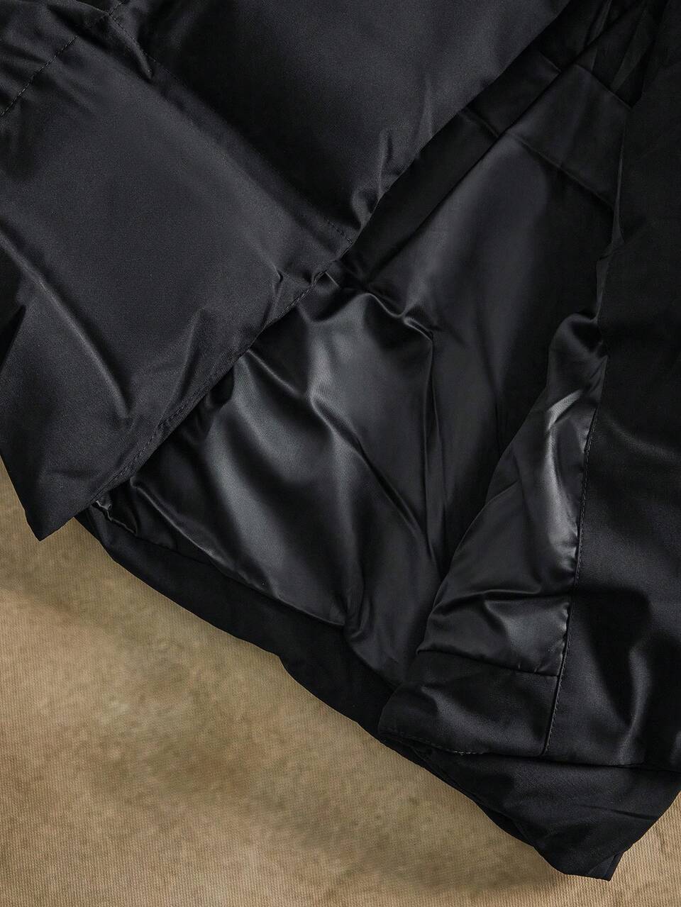 Thick Long Puffy Collar Horizontal Seam Women's Coat