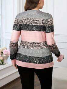 SHEIN Clasi Plus Size Elegant High Neck Fitted Leopard Print Long Sleeve Base Layer T-Shirt Work Work Tops For Women Work Wear - Multicolor - View 2