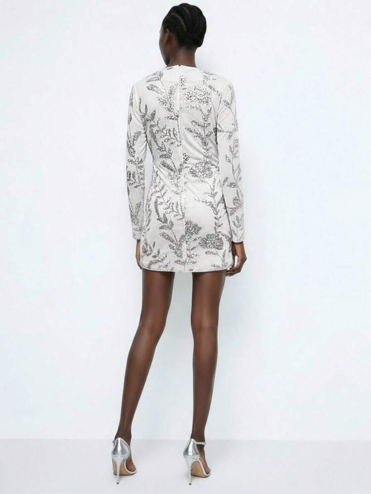 SHEIN Maija Women's Sequin Mini Dress For Christmas Party Season ,  White Dresses, Graphic Tees, Sequin Dress, Sparkly Dress, Elegant Dress Women, Fall Wedding Guest Dress, Wedding Guest Dresses, Halloween Costume Women, Christmas Women's Clothing, Christmas Dress, Autumn Clothes For Women, Fall Dresses For Women