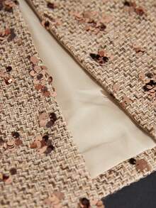 Aveloria Modichic Sequin Embellished Professional Office Wear Jacket With Side Tie Design, Long Sleeve - Khaki - View 7