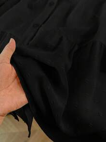 GlowEve CURVE Kemeja Lengan Pendek Polos Kasual Ukuran Besar - Hitam - View 6
