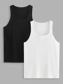 EASEVO 2 Pack große Größen Herren Lässig Schwarz & Weiß Strick Rundhals Pullunder, geeignet für Sommer, Schule