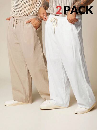 EASEVO بنطلون طويل كاجوال منسوج مقاس كبير، عبوة ذات لونين، ملابس خريفية