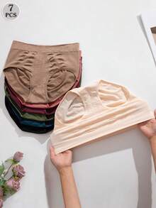 7pcs/Pack Comfortable Seamless Panties, Butt Lifting Women's Briefs