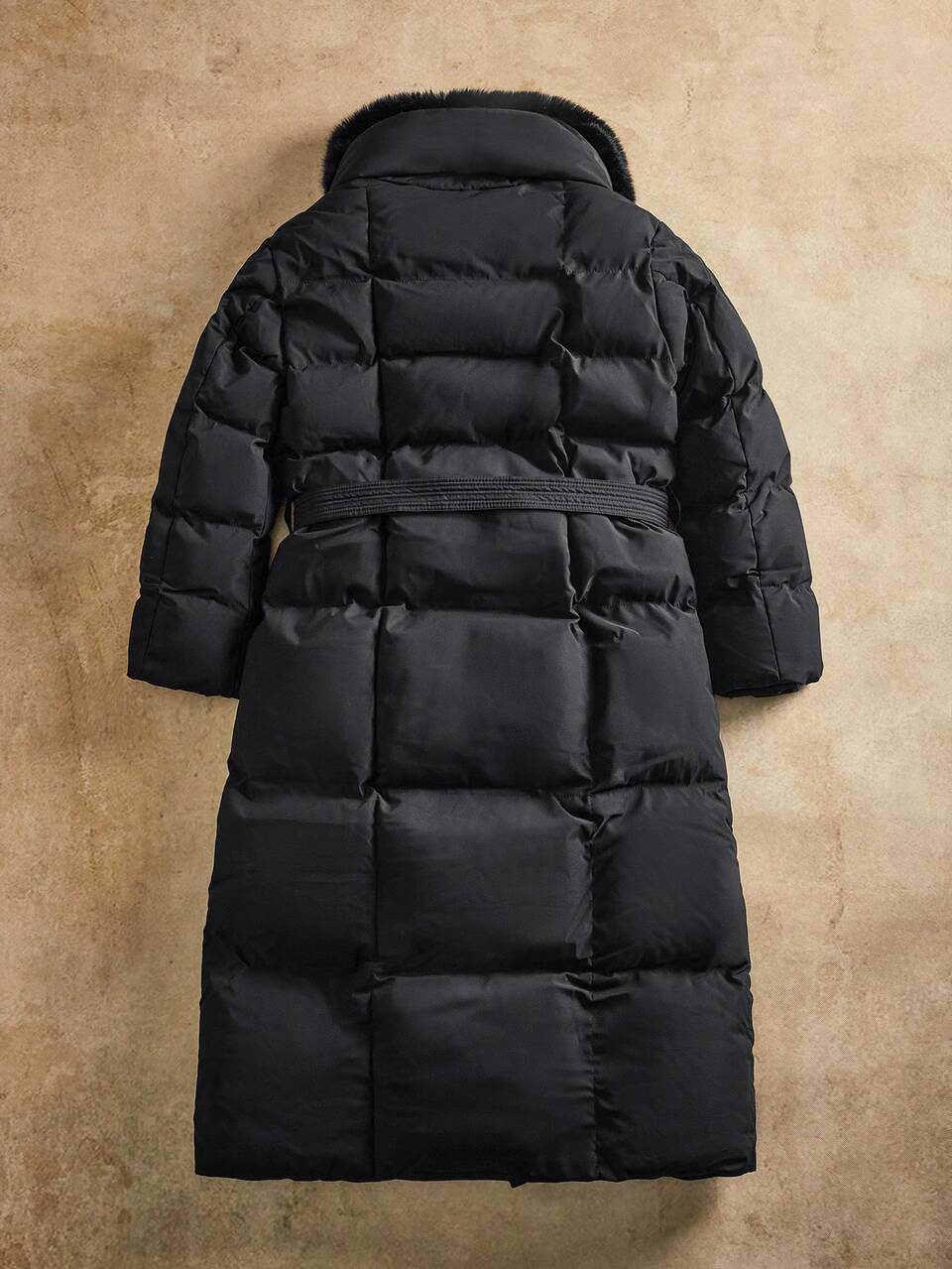 Thick Long Puffy Collar Horizontal Seam Women's Coat