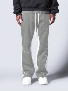 SUMWON Retro Flare Bell Bottom Sweatpants Wide Leg Palazzo Style Comfortable Lounge Pants With Contrast Side Panel Design