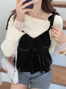 FRIFUL Women's Solid Color Minimalist Casual Camisole - Black - View 4