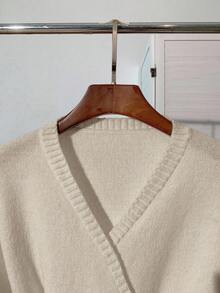 Franclia Áo khoác cardigan trắng mềm mại, thanh lịch, đa năng, chất lượng cao, mẫu mới thu/đông dành cho nữ - Màu be - Xem 3