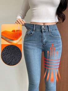 DAZY 女式休闲口袋紧身牛仔裤