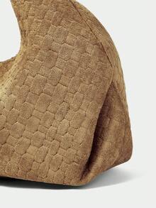 SHECARRY Women's Handbag, Brown Embossed Suede Material