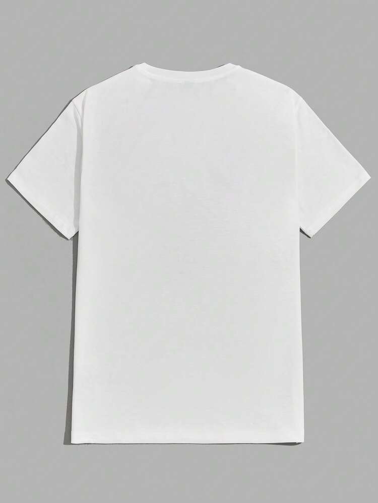 メンズグラフィックプリントカジュアルクルーネック半袖ニットTシャツ 2枚パック