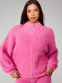 Missguided x Playboy Suéter de punto suave con estampado de texto en la espalda, manga larga, jersey de invierno - Rosa - Ver 4