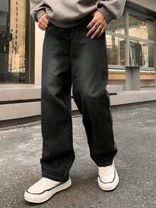 DAZY Men's Casual Commuter Washed Straight Leg Jeans - Black - View 3