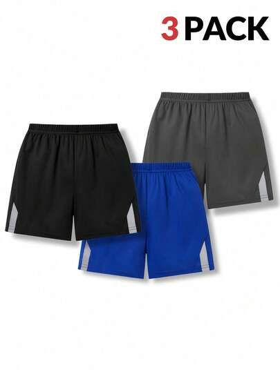 Manfinity VCAY 3pcs Knitted Casual Solid Color Pleated Shorts Set