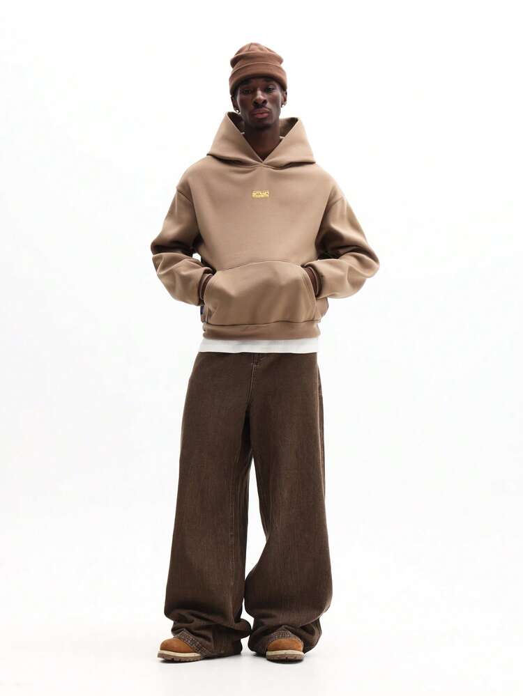 Oversized Hoodie With Drawstring And Centre Pocket